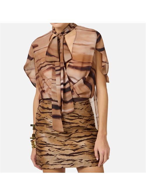 BI-MATERIAL MINI DRESS ELISABETTA FRANCHI | AB95662E2470 cammello